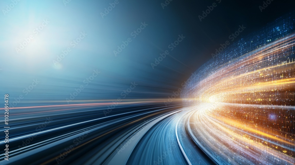 Aufkleber dynamic motion blur with light trails and technology vibes