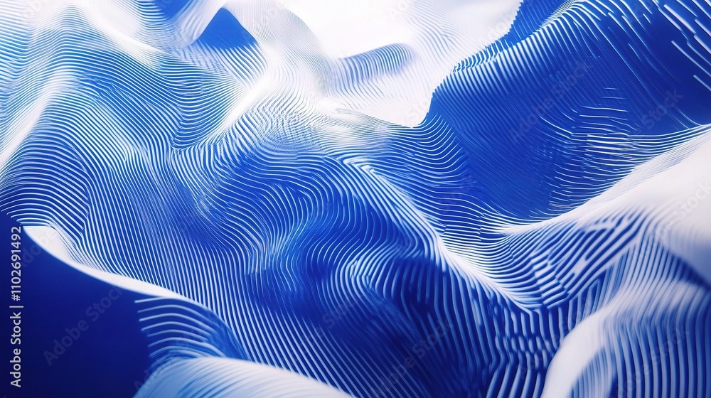Poster abstract blue wave patterns with line textures and soft lighting