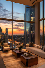 Luxury Skyrise Living: A Sunset Symphony of Opulence and Urban Elegance