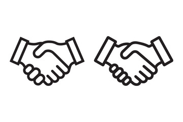 Handshake icon silhoutte outline vector art illustration on white background