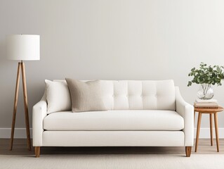 Fototapeta premium Modern living room design featuring contemporary floor lamp cozy sofa and stylish decor bright and inviting atmosphere