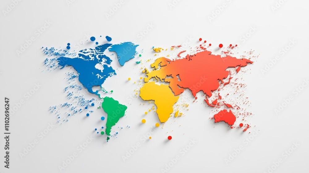 Poster colorful world map design with abstract elements