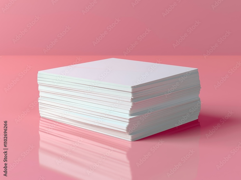 Aufkleber minimal 3d render of blank white card on pink background for design and branding