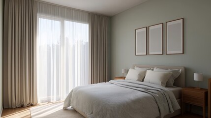 Serene bedroom retreat modern home interior design pastel decor natural light comfort and style