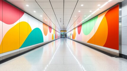 Colorful Abstract Wall Art in Modern Corridor