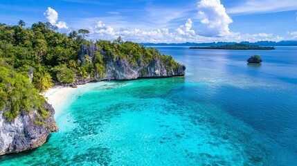 Paradise Found: Scenic Tropical Island with Pristine Turquoise Waters and Lush Greenery