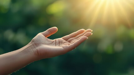 A hand reaches out towards a bright light, symbolizing hope, connection, and the welcoming of new opportunities.