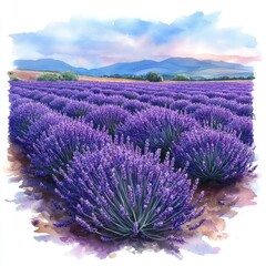 Obraz premium A vibrant lavender field under a scenic sky, showcasing nature's beauty and tranquility.