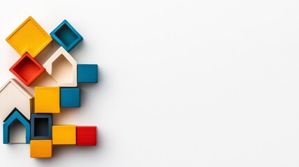 Colorful Wooden Blocks in Various Shapes and Sizes