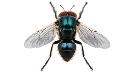 fly png, Housefly insect isolated on a clean PNG background, featuring detailed close-up view of this common flying pest, ideal for scientific illustrations, pest control concepts, and nature