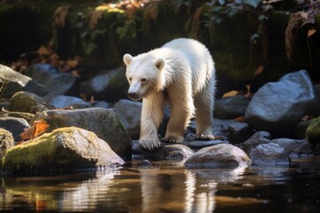 Colorized Close-Up: Bear Among River Rocks