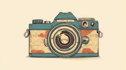 Fototapeta premium A vector illustration of a vintage camera, with detailed line work and classic design elements.