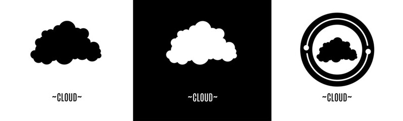 Cloud logo set. Collection of black and white logos. Stock vector.