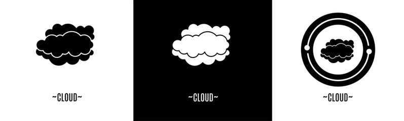 Cloud logo set. Collection of black and white logos. Stock vector.