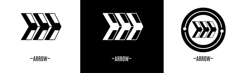 Arrow logo set. Collection of black and white logos. Stock vector.