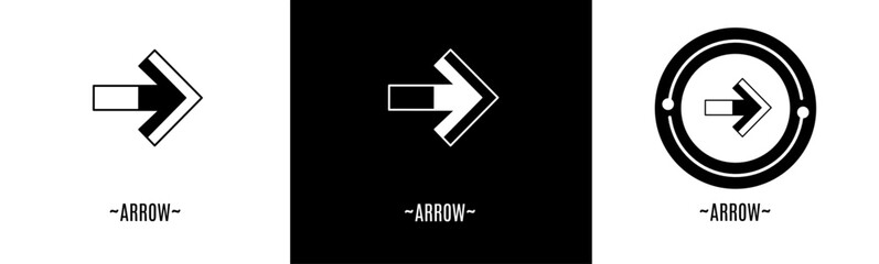 Arrow logo set. Collection of black and white logos. Stock vector.