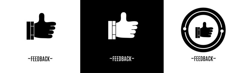 Feedback logo set. Collection of black logos. Stock vector.