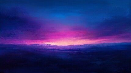 Fototapeta premium A vibrant twilight sky transitioning from deep blues to purples and pinks. The fading light of the day casts a magical glow across the horizon, signaling the arrival of evening.