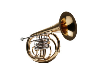 Obraz premium shiny brass euphonium with intricate valves and tubing, showcasing its elegance
