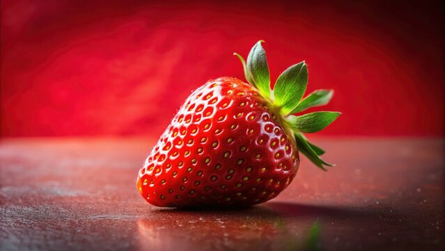 Macro Strawberry Photography: Close-up Red Fruit Minimalist Image