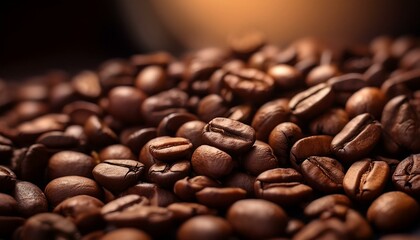 Rich, dark roasted coffee beans.