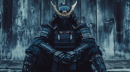Samurai Warrior in Full Armor,  a Serene Figure