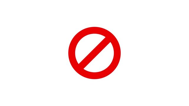 no sign with red circle icon animation on black background. Warning, stop no entry sign concept