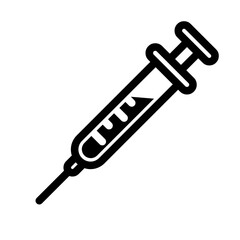 syringe injection blood icon in black and outline style