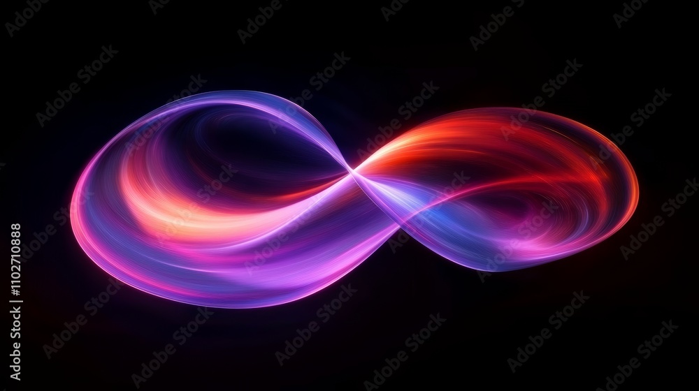 Poster vibrant abstract swirling loops of neon light in dynamic motion background