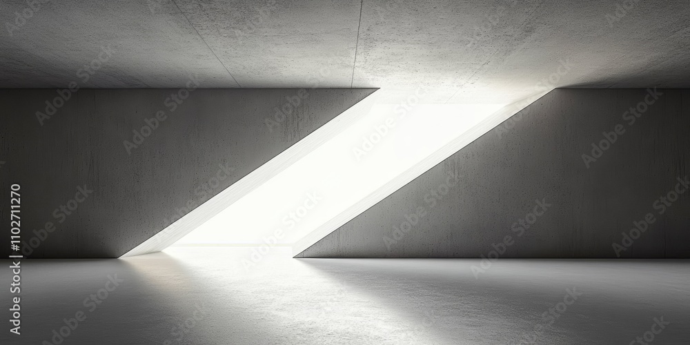 Poster modern minimalist concrete room with angular window allowing natural light in empty industrial space