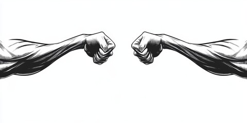 Muscular Arms Flexing V Shape Bicep Strength Power Sketch