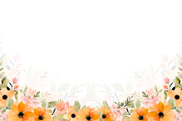 Watercolor flower frame background vector 