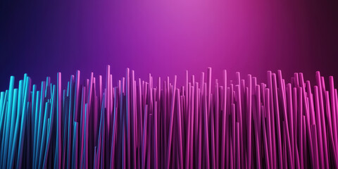 A vibrant display of colorful vertical lines, blending shades of blue and pink against a dark background, creating a dynamic and energetic visual effect.
