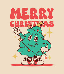 retro merry christmas tree