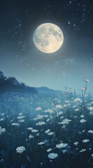 Naklejka premium night sky with moon for background