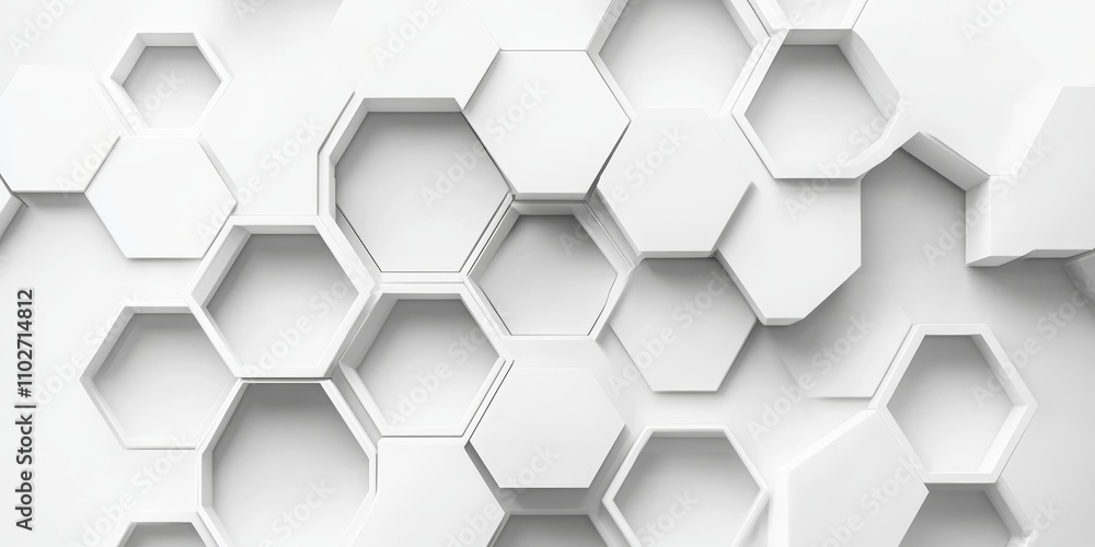 Poster sleek minimalist white hexagon background abstract geometric pattern clean design