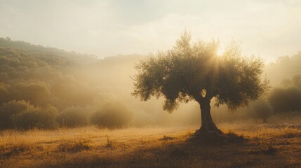Olive Tree in Sunlight: symbol of longevity and enduring faith. 