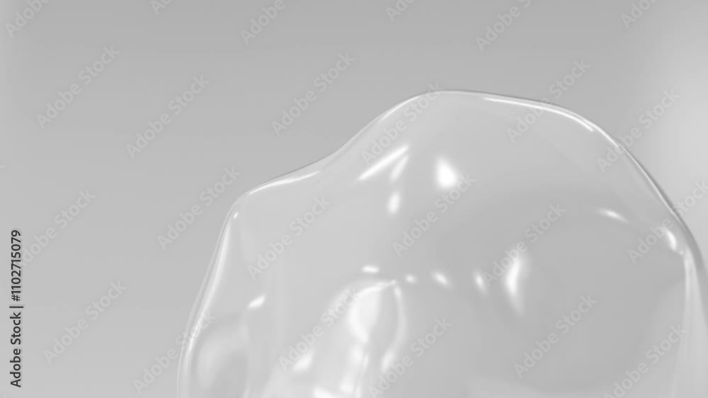 Poster glossy translucent blob on gray background seamless looping animation