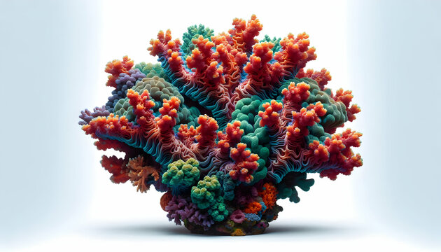 Underwater A vibrant coral reef structure, isolated on white, showcasing the intricate details and colors of i2
