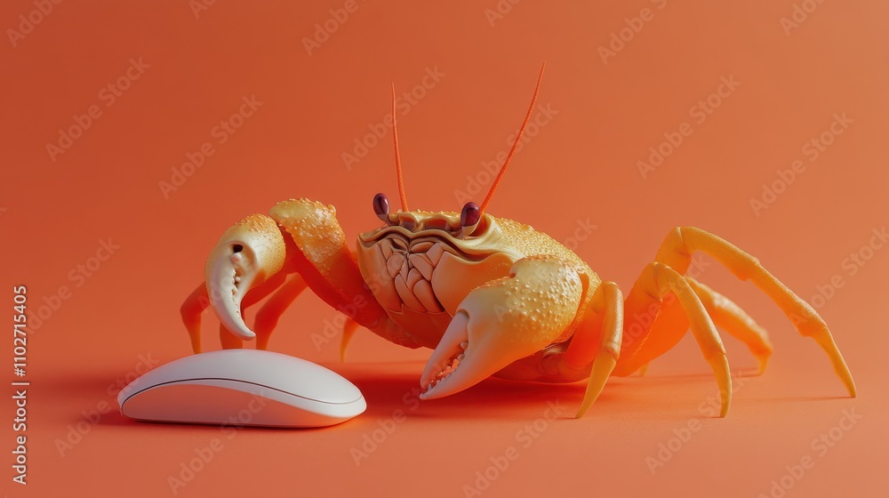 Poster crab using mouse for typing concept