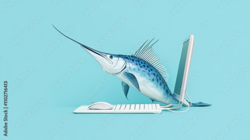 Poster marlin using desktop for editing reports