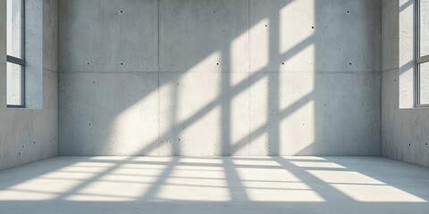 Minimalist Modern Concrete Room with Shadows and Light Patterns