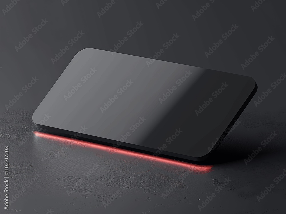 Poster black plastic card mockup with rounded corners on dark background 3d rendering