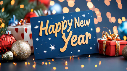 Celebrate the joyous occasion of a new year with elegant calligraphy and festive decor to brighten your celebration