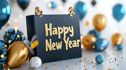 Celebrate the new year with elegant black and gold decorations for a festive atmosphere