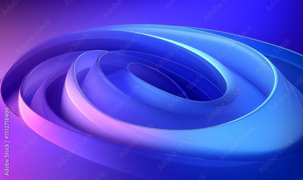 Poster dynamic abstract blue and purple shapes with fluid motion and gradient background in 3d render