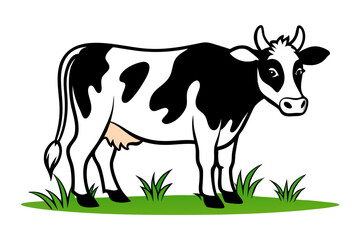 Cow Eating Grass Nature’s Process Displayed on White