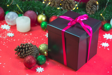 christmas gift box with decorations