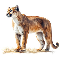 portrait of a puma tiger on white