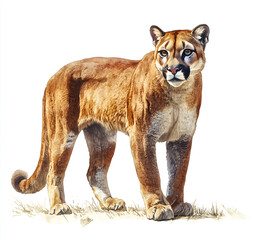 Obraz premium portrait of a puma tiger on white